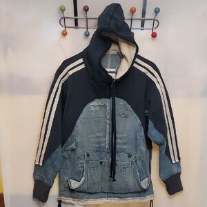 mnml Mens Mixed Material Pullover Hoodie